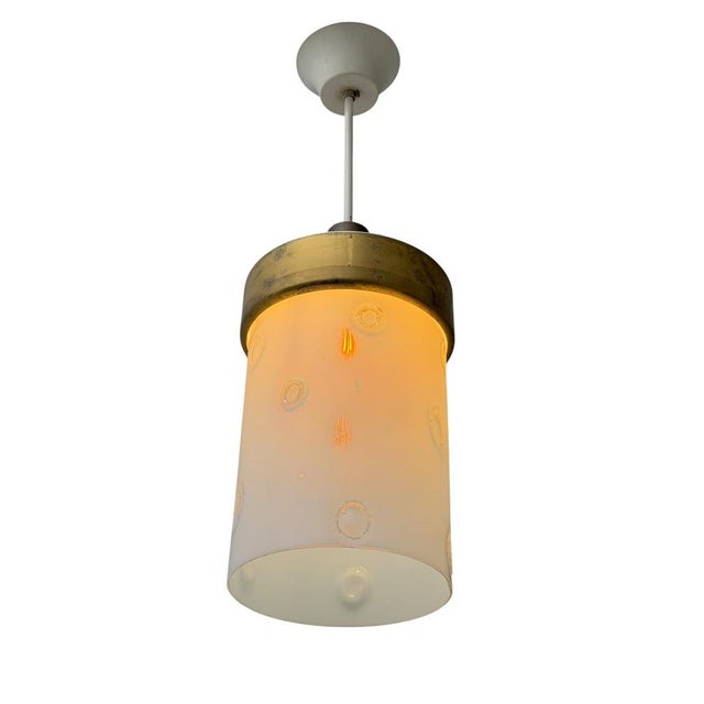 Gold Mid-Century Modern Murano Pendant Lamp in Bronze and Milk Glass, 1960s For Sale - Image 8 of 13