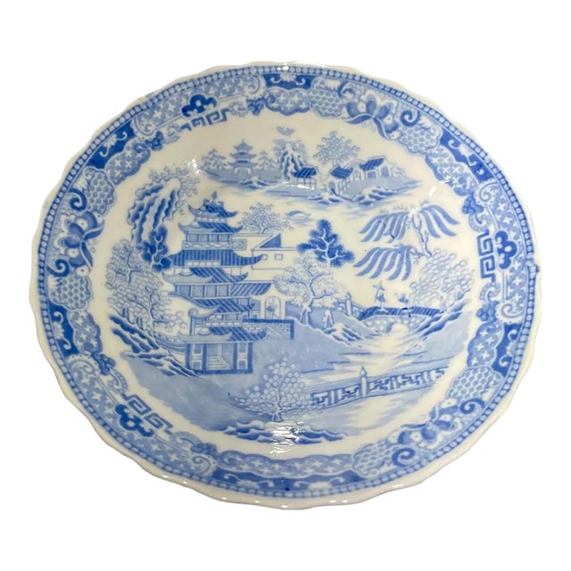 Antique Blue & White Chinoiserie Decorative Bowl For Sale
