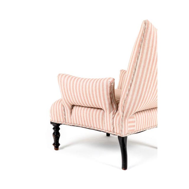 Set of French Armchairs in Pink Stripe Linen For Sale - Image 5 of 11