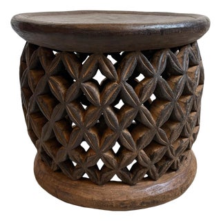 Tribal Vintage Bamileke Wood Stool / Side Table For Sale