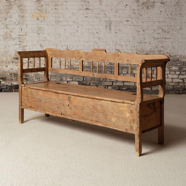 Add distinctive provincial charm to your home with this 19th century French Alsace farm settle bench, a beautifully...