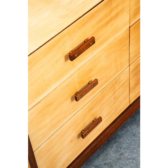 Wood Mid Century Modern Dresser Credenza Birch Walnut Drawer Italian Blonde For Sale - Image 7 of 12