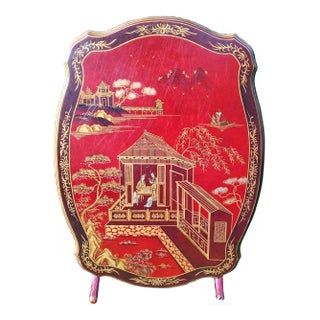 Vintage Red Gold Chinoiserie Pagoda Design Flip Top Coffee Table For Sale