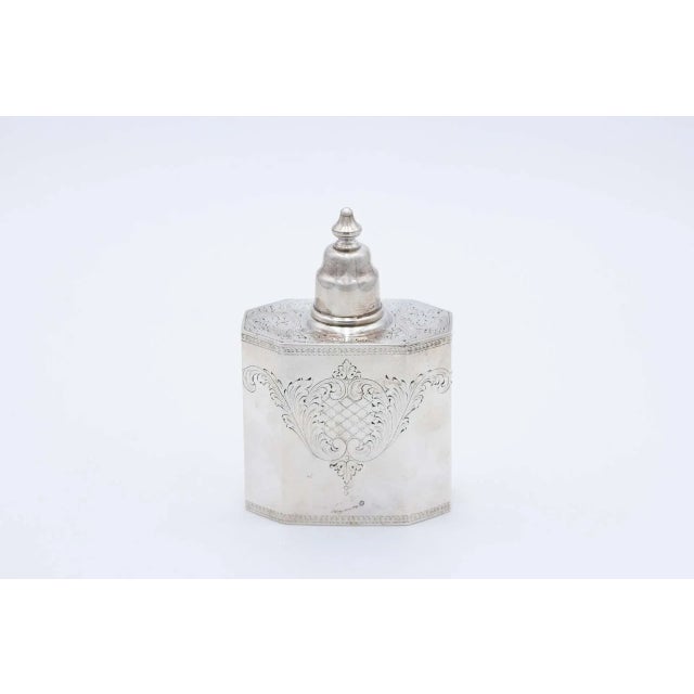 Silver Tea Box with Engraved Floral Motifs For Sale - Image 3 of 6