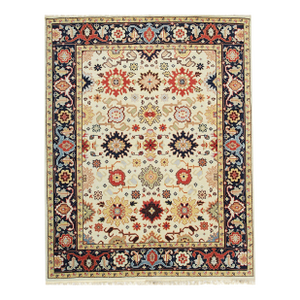 6x9 Handcrafted Xena Ivory Geometric Modern Hand Knotted Wool Carpet Rug