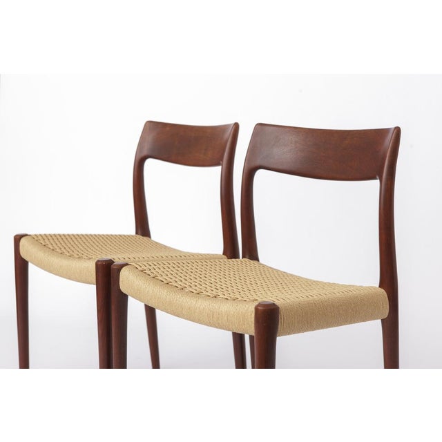 Brown Mid-Century Model 77 Chairs in Teak and Danish Cord by Niels Otto (N. O.) Møller for J.L. Møllers, Denmark, 1950s, Set of 4 For Sale - Image 8 of 12