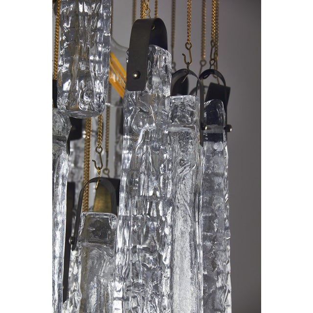 Glass and Brass Chandelier with Icicle Pendants from Itre, 1970s For Sale - Image 17 of 18
