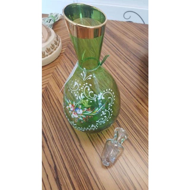 Early 20th Century Vintage Hand-Painted Decanter & 6-Glass Set For Sale - Image 5 of 6