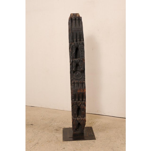 Early 20th Century Early 20th Century Central Asian Carved Wood Beam on Stand For Sale - Image 5 of 11