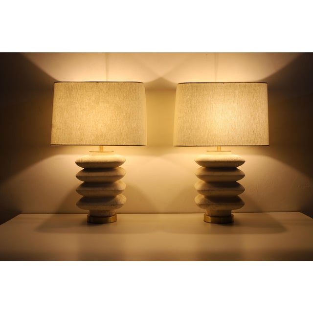 Pair of Vintage Travertine Lamps For Sale - Image 9 of 11