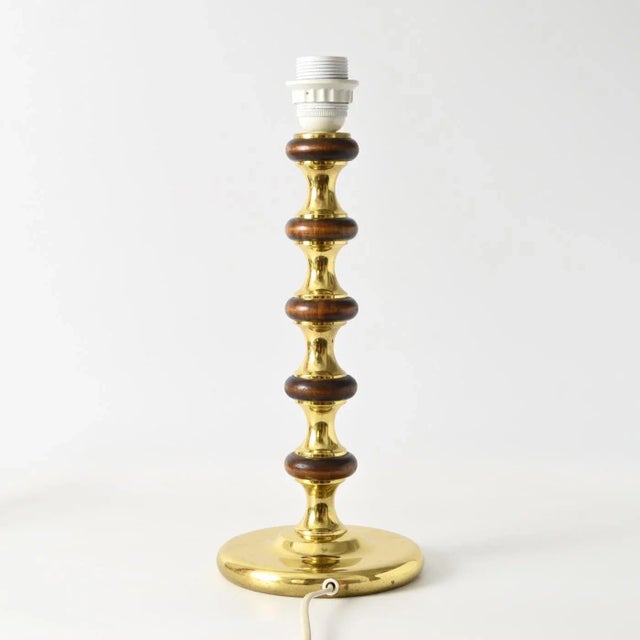 1970s Mid-Century Swedish Brass Table Lamp from Ivars, 1970s For Sale - Image 5 of 8