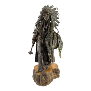 Early 20th Century Monumental "Amerika" Sioux Indian Bronze