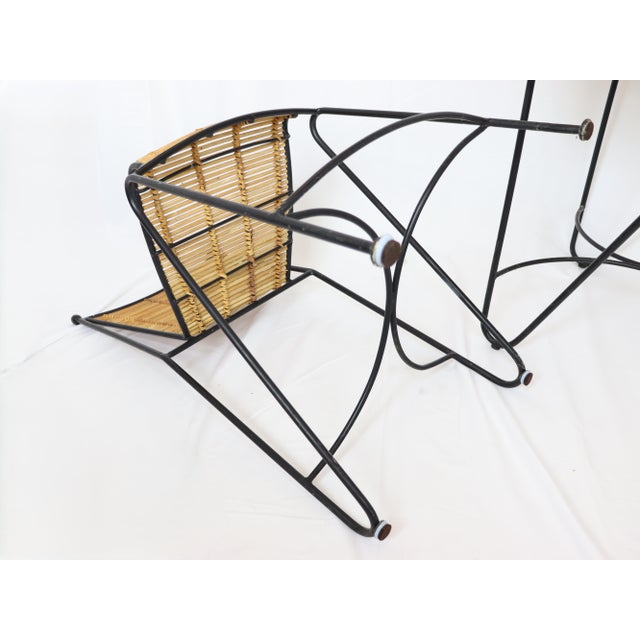 Vintage 1960s Pipsan Saarinen Swanson Wrought Iron & Rattan Counter Stools for Ficks Reed - a Pair For Sale - Image 10 of 11