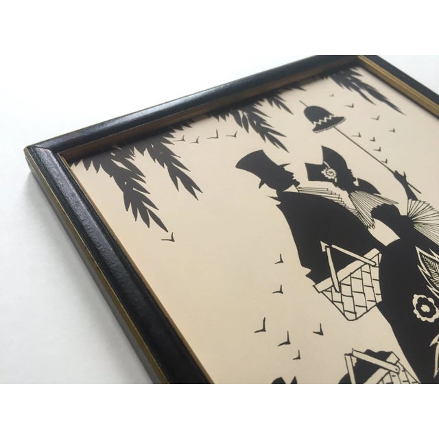Wood Art Deco Vintage 1929 " Sunday Afternoon " Buckbee Brehm Framed Henriksen Silhouette Art Print For Sale - Image 7 of 13