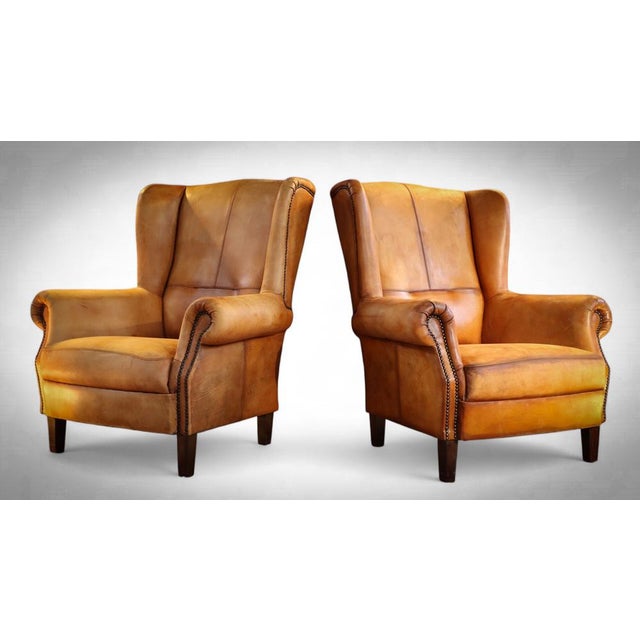 Dutch Sheepskin Club Armchairs, 2010s, Set of 2 For Sale - Image 6 of 18