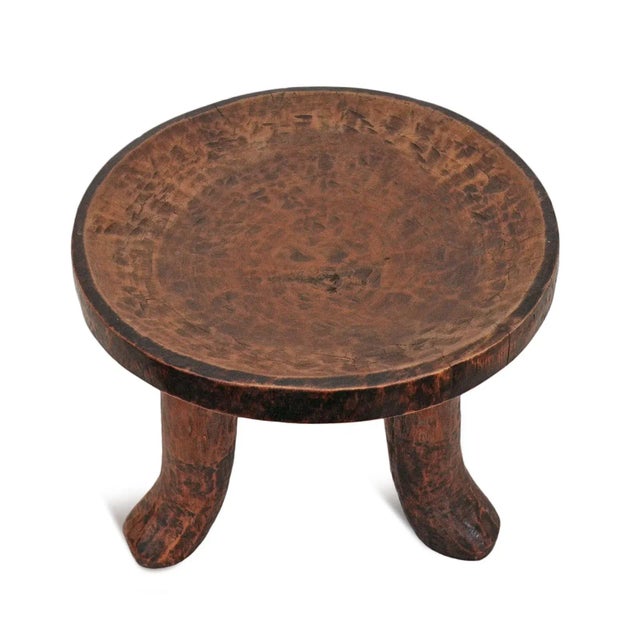 Modern Vintage Three Leg Wood Stool For Sale - Image 3 of 6