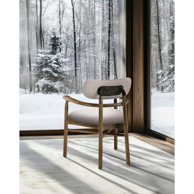Beige Modern Rustic Upholstered Armchair For Sale - Image 8 of 8