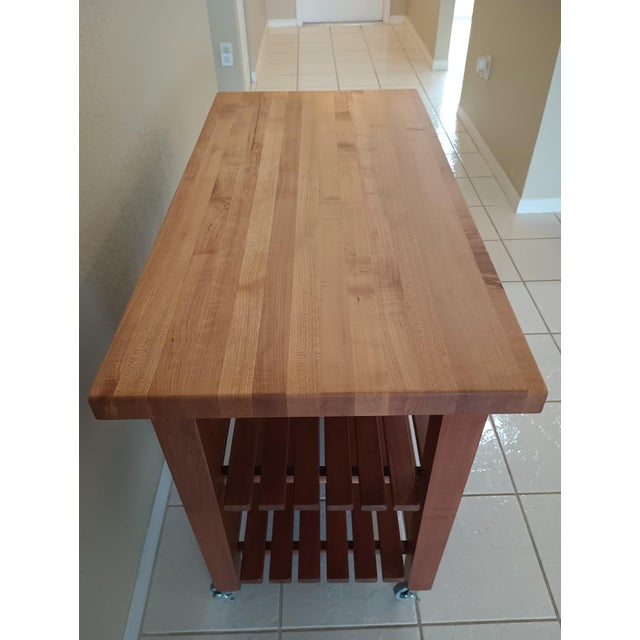 John Boos, Solid Oak Country Kitchen Professional Butcher Block Island For Sale - Image 12 of 16