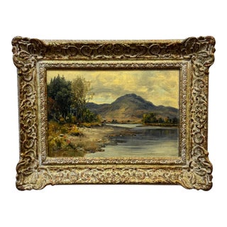 John D Taylor Beautiful Mountain Landscape Painting With River For Sale