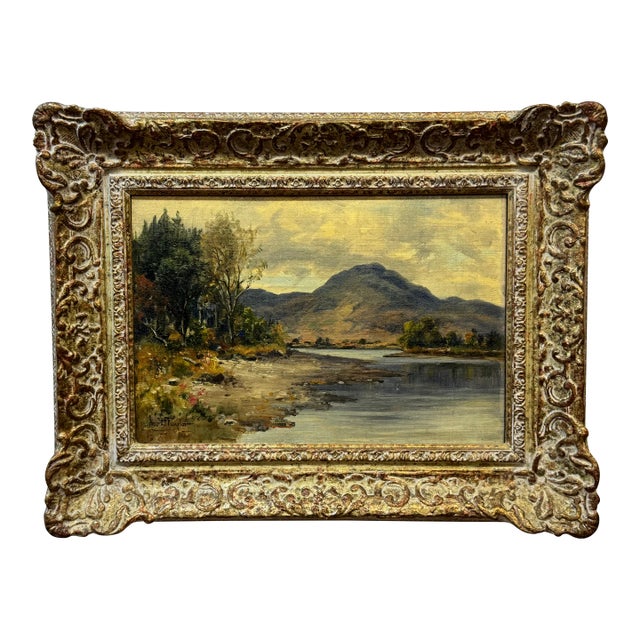 John D Taylor Beautiful Mountain Landscape Painting With River For Sale