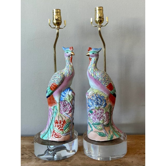 This magnificent set of vintage lamps is a stunning example of Asian-inspired design and craftsmanship, evoking the...