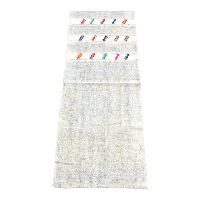 Natural Turkish Handwoven Organic Kilim Runner Rug For Sale