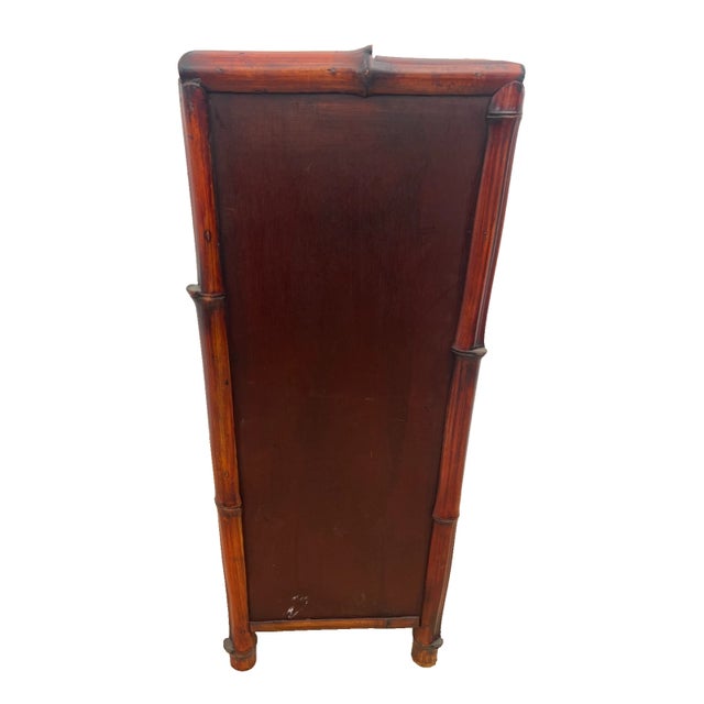 Vintage Nightstand Cabinet Chest Five Drawers Bamboo / Wicker Tiki Petite Size For Sale In Palm Springs - Image 6 of 12