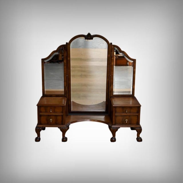 Chippendale Style Walnut Dressing Table, England, 1930s For Sale - Image 17 of 17