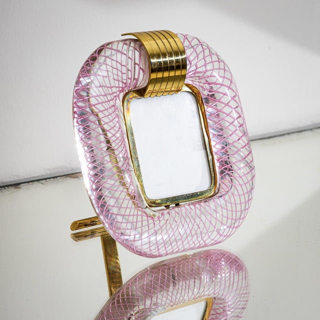 Pair of Pink Murano Glass Table Frames, Italy, Probably Mid-20th Century For Sale - Image 4 of 9