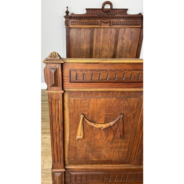 Antique French Style Oak Double Bed Frame For Sale - Image 6 of 18