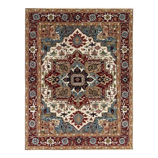 9x12 Versatile Oriental Traditional Ivory Medallion Hand Knotted Wool Carpet Rug For Sale