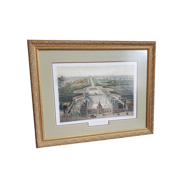 Framed Original Print by Felix Benoist - Le Palais Du Luxembourg Et Son Jardin. The framed print measures 23" wide by...