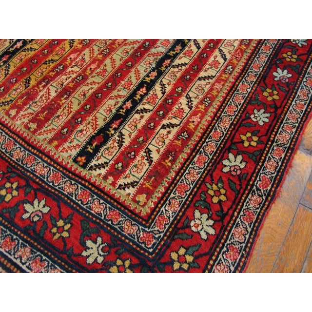 1880s Multicolor Stripe Antique W. Persian Bijar Rug 5'10" X 13' Handknotted Wool Carpet For Sale - Image 4 of 6