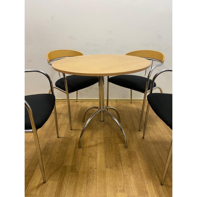 Mid-Century Modern Vintage Dining Set with Chrome Tube Frame, 1970s, Set of 5 For Sale - Image 3 of 13