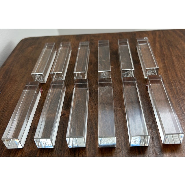 Vintage Mid-Century Modern Baccarat Cut Crystal 12 Knife Rests with Original Box For Sale - Image 12 of 18