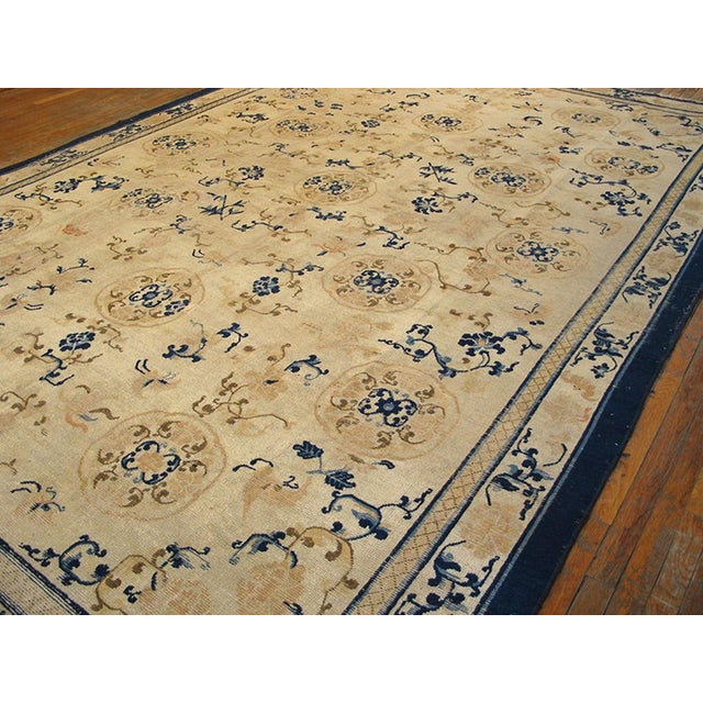 Splendid White Ivory Color With Delicate Palmettes Design Antique Chinese Ningxia Rug For Sale - Image 4 of 6