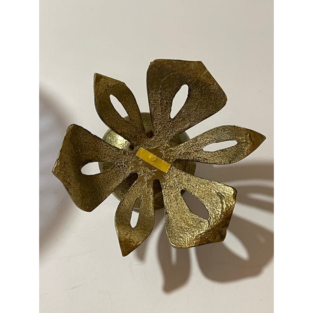 Brutalist Brass Flower Candle Holder For Sale In Chicago - Image 6 of 11