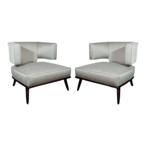 Modern Stylized Klismos Lounge Chairs - A Pair