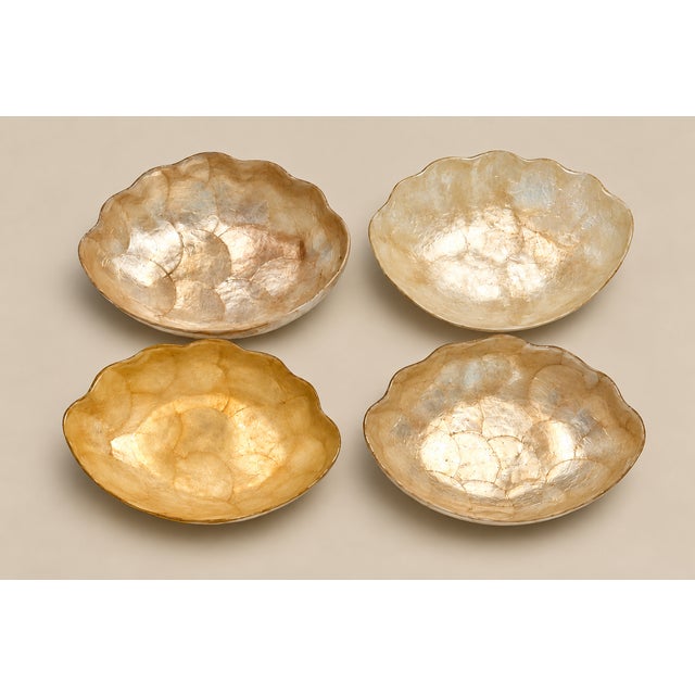 Chinoiserie Gumps Capiz Bowls and Scalloped Shell Dishes Catchalls and Trays - A 9 Piece Set For Sale - Image 3 of 13