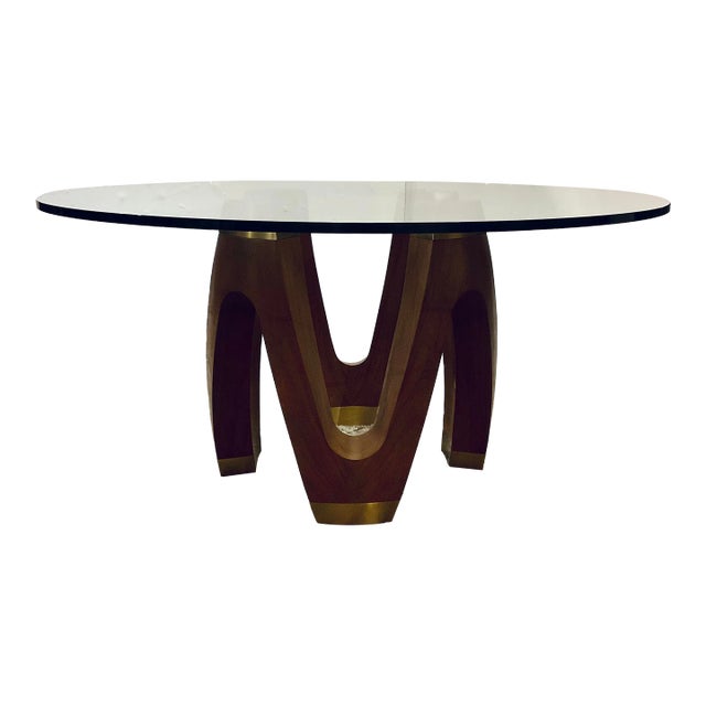 Global Views Mod Wood and Gold Wave Dining Table For Sale