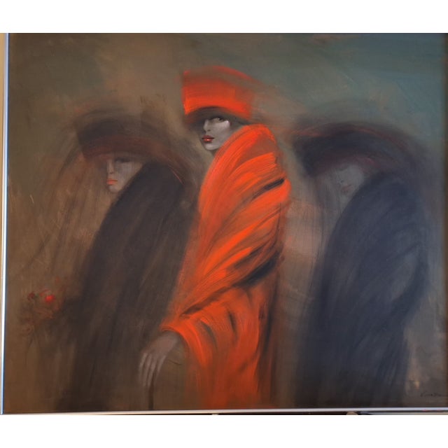 1980s 1980s Victoria Mortesinos Large Oil Painting - Signed For Sale - Image 5 of 15