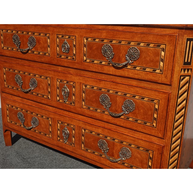 Vintage Baker Furniture Marble Chest Neoclassical Inlaid Design Side