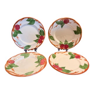 1980s Franciscan Apple Salad Plate England Backstamp Hand Painted 7 7/8" - Set of 4 For Sale