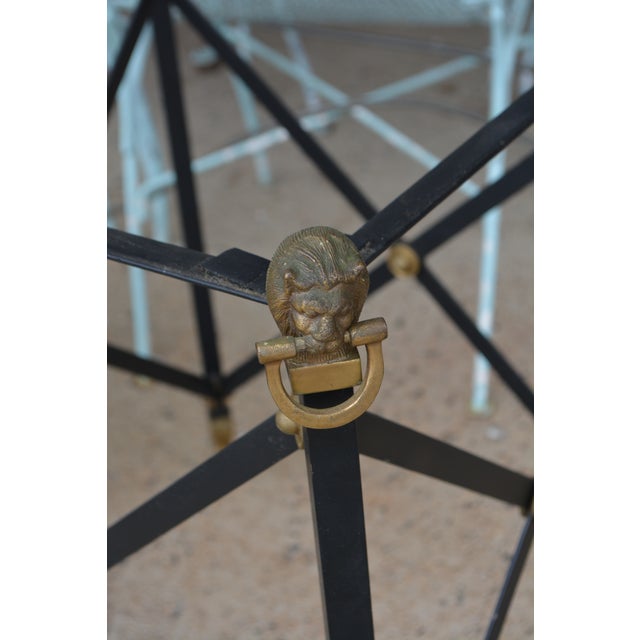 Metal 1970s Neoclassical Green Marble Top / Brass Lions / Paw Feet Metal Coffee Table & End Table Set For Sale - Image 7 of 18