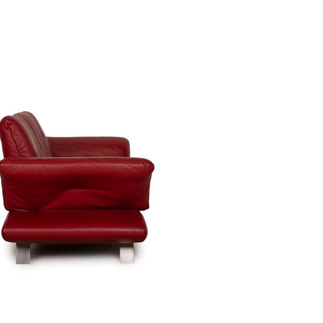 Leather Three Seater Red Sofa from Koinor Rossini For Sale - Image 9 of 12