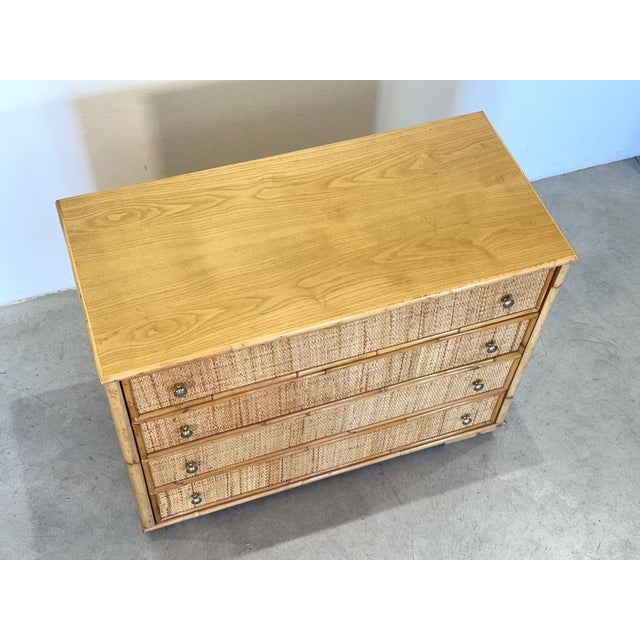 Wicker and Bamboo Chest of Drawers, 1970s For Sale - Image 6 of 9