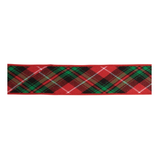 Tartan Plaid Wired Cotton Ribbon 2.5" x 5 Yds. For Sale