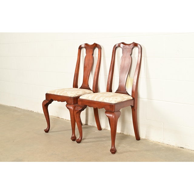 Henkel Harris Queen Anne Solid Cherry Wood Side Chairs or Dining Chairs | Pair For Sale - Image 15 of 15