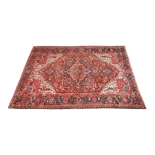 Vintage Hand-Knotted Persian Heriz Room Size Rug, Circa 1940s For Sale