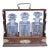 Antique English Oak & Brass Tantalus Decanter Set For Sale